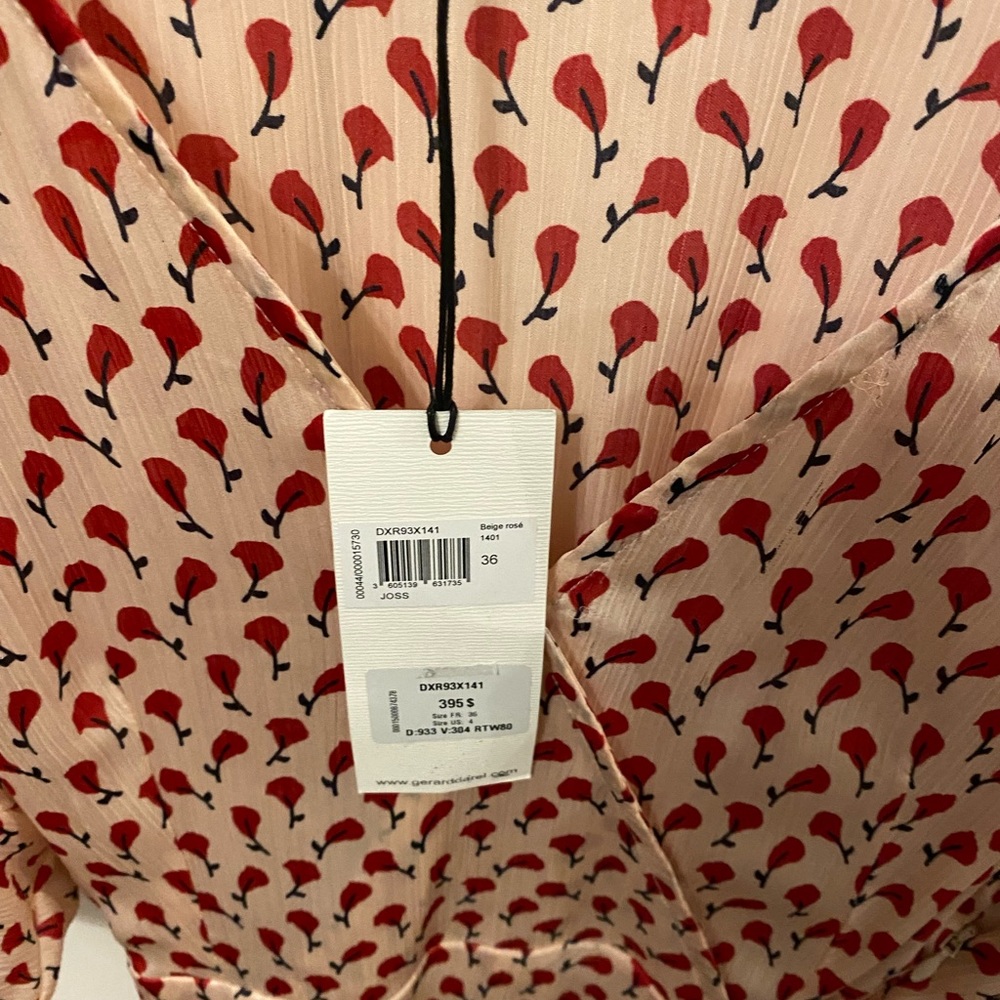 Gerard Darel dress nwt cream with red floral lady like polished sz36 nwt - Picture 8 of 10